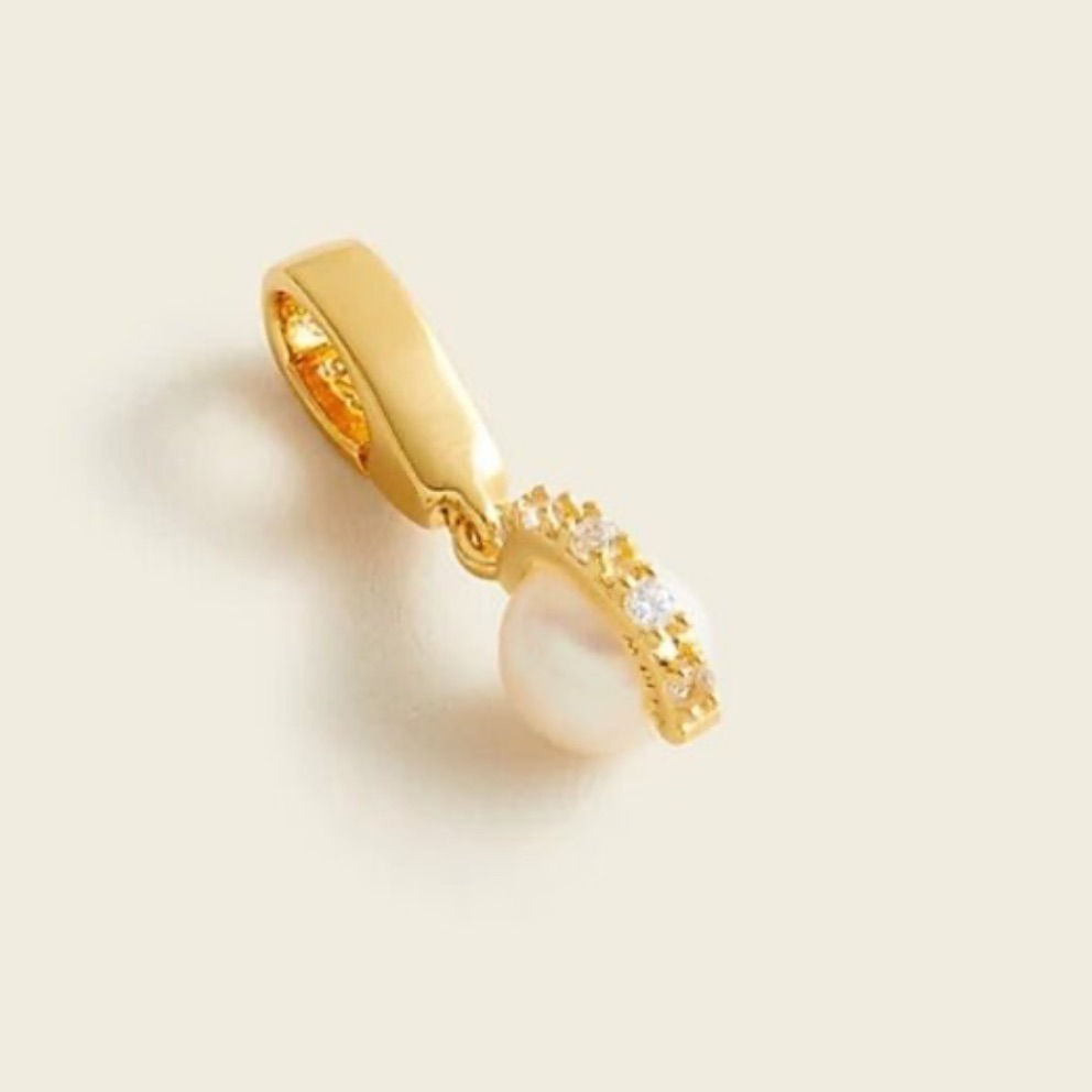 J. Crew Demi Fine 14k Gold Plated Sterling Silver Pave Pearl Charm New